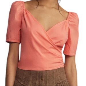 By Anthropologie puff sleeve wrap top NWT XL